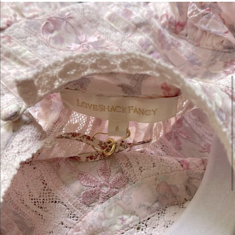 Never worn! LoveShackFancy silk pink saffron mini dress - Picture 4 of 5